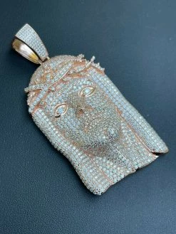 14k Rose Gold Vermeil Fully Iced MOISSANITE Jesus Piece Pendant Diamond Tester ✅ 17 14k Rose Gold Vermeil Fully Iced MOISSANITE Jesus Piece Pendant Diamond Tester ✅ -Harlem Bling Shop 144258825285 2 08240.1635254818