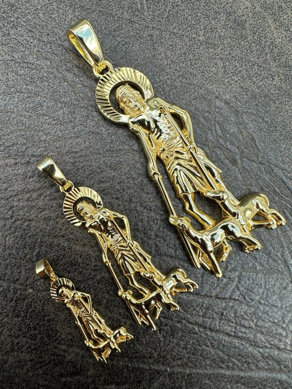 14k Gold Plated 925 Silver Saint St Lazarus Necklace Pendant 1"-2.75" San Lazaro 19 14k Gold Plated 925 Silver Saint St Lazarus Necklace Pendant 1"-2.75" San Lazaro - Image 17