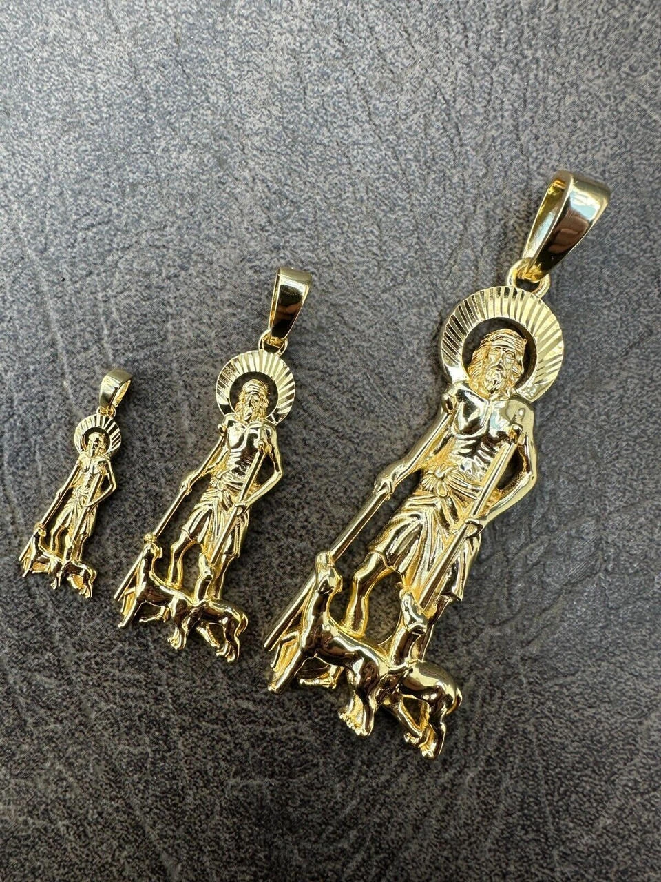 14k Gold Plated 925 Silver Saint St Lazarus Necklace Pendant 1"-2.75" San Lazaro 20 14k Gold Plated 925 Silver Saint St Lazarus Necklace Pendant 1"-2.75" San Lazaro - Image 18
