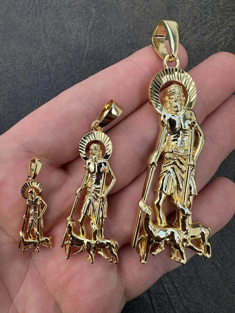 14k Gold Plated 925 Silver Saint St Lazarus Necklace Pendant 1"-2.75" San Lazaro 21 14k Gold Plated 925 Silver Saint St Lazarus Necklace Pendant 1"-2.75" San Lazaro - Image 19