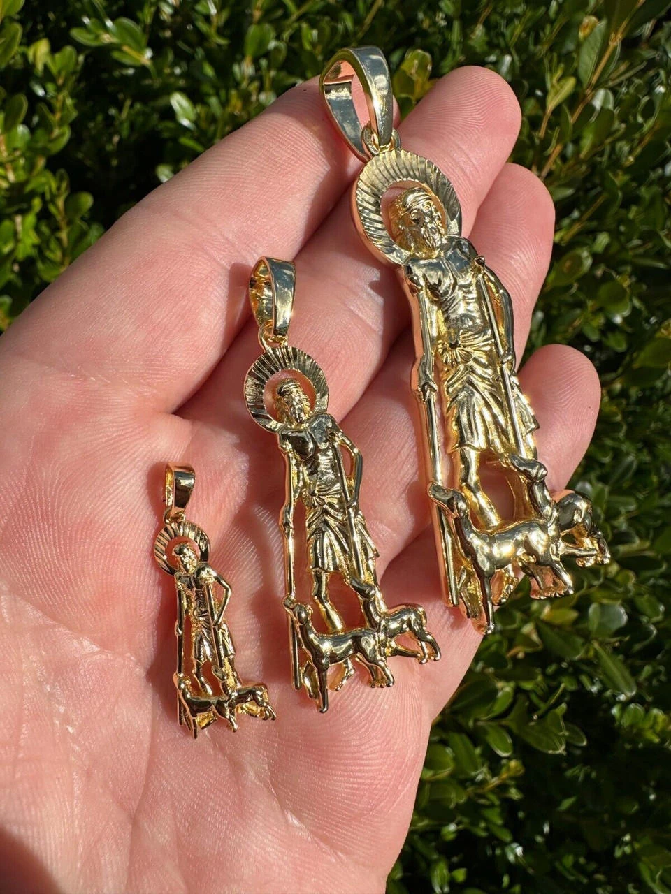 14k Gold Plated 925 Silver Saint St Lazarus Necklace Pendant 1"-2.75" San Lazaro 15 14k Gold Plated 925 Silver Saint St Lazarus Necklace Pendant 1"-2.75" San Lazaro - Image 13