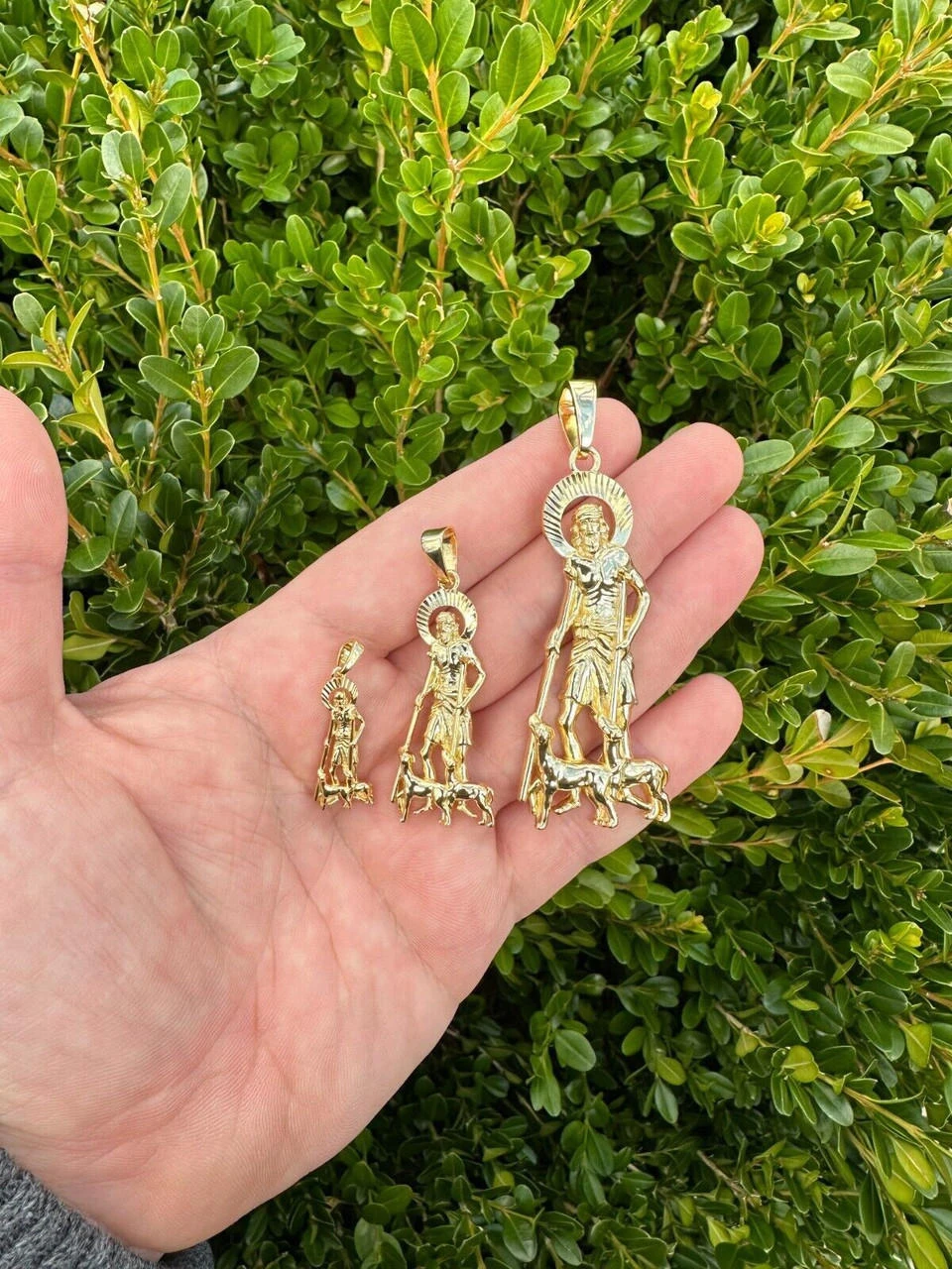 14k Gold Plated 925 Silver Saint St Lazarus Necklace Pendant 1"-2.75" San Lazaro 7 14k Gold Plated 925 Silver Saint St Lazarus Necklace Pendant 1"-2.75" San Lazaro - Image 5