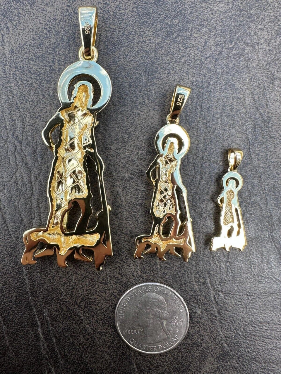 14k Gold Plated 925 Silver Saint St Lazarus Necklace Pendant 1"-2.75" San Lazaro 14 14k Gold Plated 925 Silver Saint St Lazarus Necklace Pendant 1"-2.75" San Lazaro - Image 12