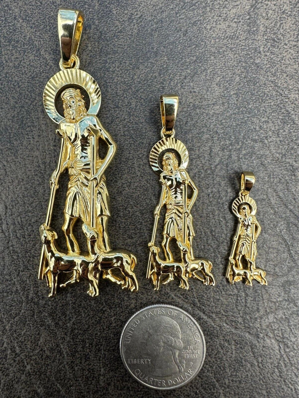 14k Gold Plated 925 Silver Saint St Lazarus Necklace Pendant 1"-2.75" San Lazaro 8 14k Gold Plated 925 Silver Saint St Lazarus Necklace Pendant 1"-2.75" San Lazaro - Image 6