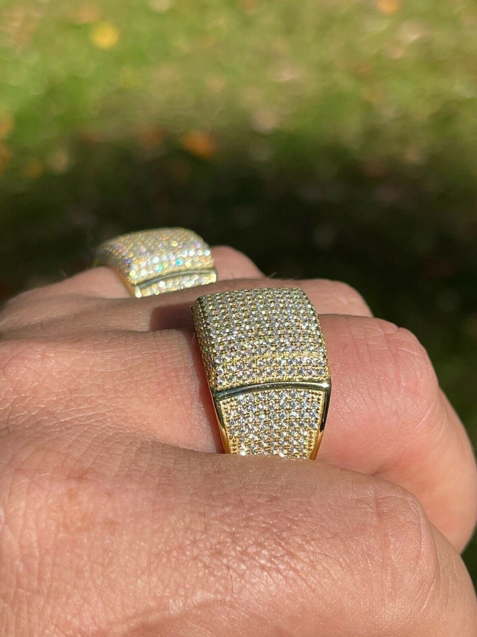 14k Gold Vermeil 925 Silver MOISSANITE Pass Diamond Tester Pinky RING Hip Hop 4 14k Gold Vermeil 925 Silver MOISSANITE Pass Diamond Tester Pinky RING Hip Hop - Image 2