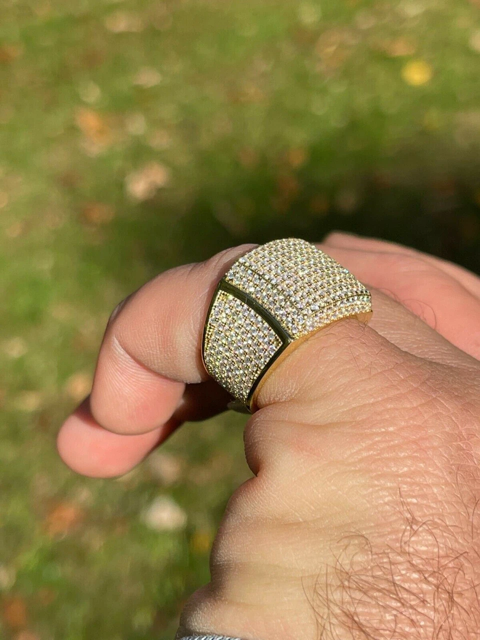 14k Gold Vermeil 925 Silver MOISSANITE Pass Diamond Tester Pinky RING Hip Hop 6 14k Gold Vermeil 925 Silver MOISSANITE Pass Diamond Tester Pinky RING Hip Hop - Image 4