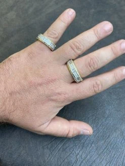 14K Gold Vermeil 925 Silver Real Iced Baguette Diamond Wedding Band Pinky Ring 21 14K Gold Vermeil 925 Silver Real Iced Baguette Diamond Wedding Band Pinky Ring -Harlem Bling Shop 14k gold vermeil 925 silver real iced baguette diamond wedding band pinky ring 07212.1664357995