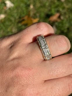 14K Gold Vermeil 925 Silver Real Iced Baguette Diamond Wedding Band Pinky Ring 16 14K Gold Vermeil 925 Silver Real Iced Baguette Diamond Wedding Band Pinky Ring -Harlem Bling Shop 14k gold vermeil 925 silver real iced baguette diamond wedding band pinky ring 31314.1664362677