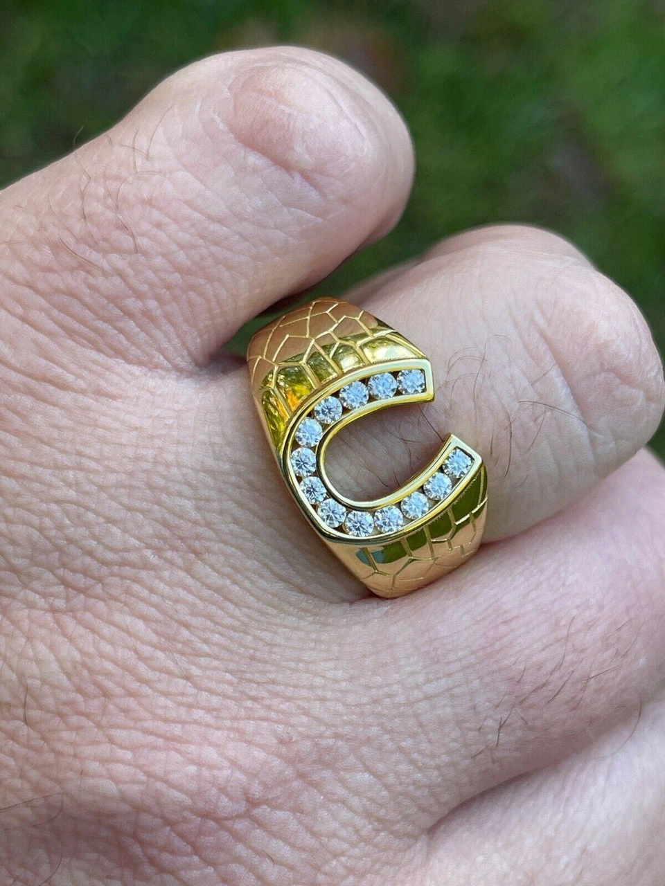 14k Gold Vermeil Lucky Horseshoe Ring Ice MOISSANITE - Pass Diamond Test Sz 6-13 12 14k Gold Vermeil Lucky Horseshoe Ring Ice MOISSANITE - Pass Diamond Test Sz 6-13 - Image 10