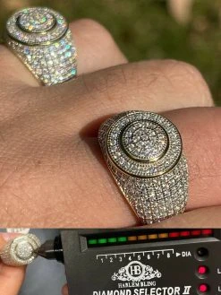 14k Gold Vermeil Mens Iced MOISSANITE Ring Hip Hop Out Size 6 7 8 9 10 11 12 13