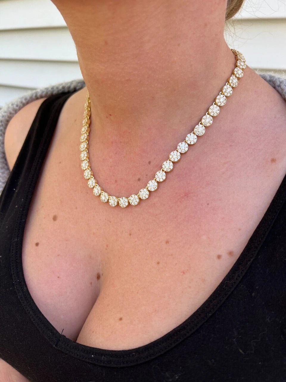 14k Gold Vermeil Silver Real MOISSANITE Hip Hop Cluster Tennis Chain Necklace 7 14k Gold Vermeil Silver Real MOISSANITE Hip Hop Cluster Tennis Chain Necklace - Image 5