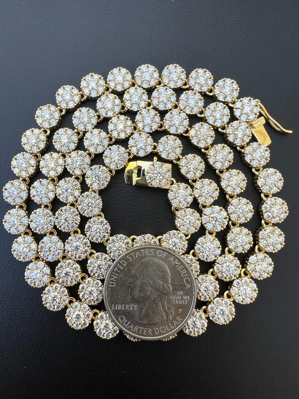 14k Gold Vermeil Silver Real MOISSANITE Hip Hop Cluster Tennis Chain Necklace 9 14k Gold Vermeil Silver Real MOISSANITE Hip Hop Cluster Tennis Chain Necklace - Image 7