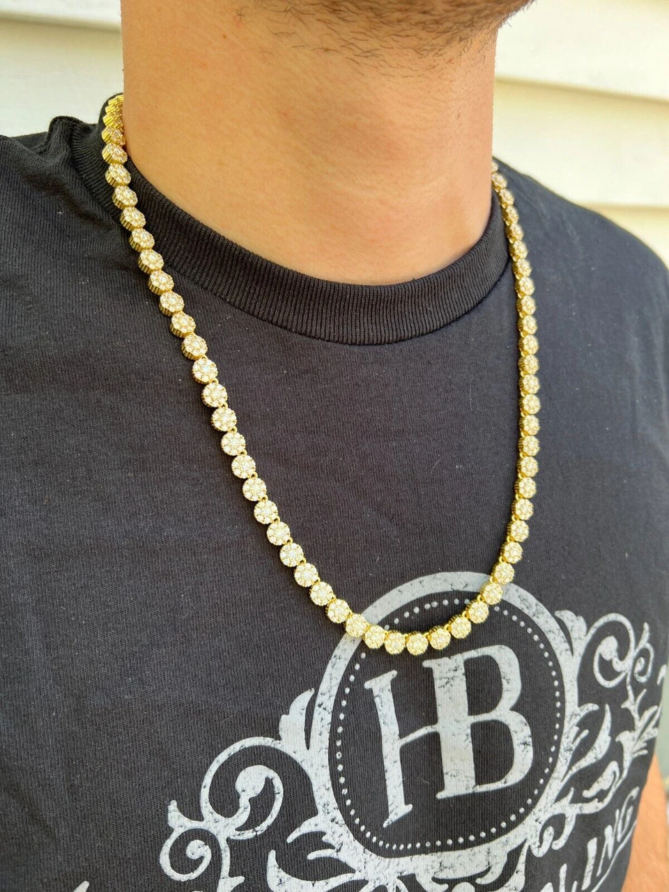 14k Gold Vermeil Silver Real MOISSANITE Hip Hop Cluster Tennis Chain Necklace 8 14k Gold Vermeil Silver Real MOISSANITE Hip Hop Cluster Tennis Chain Necklace - Image 6