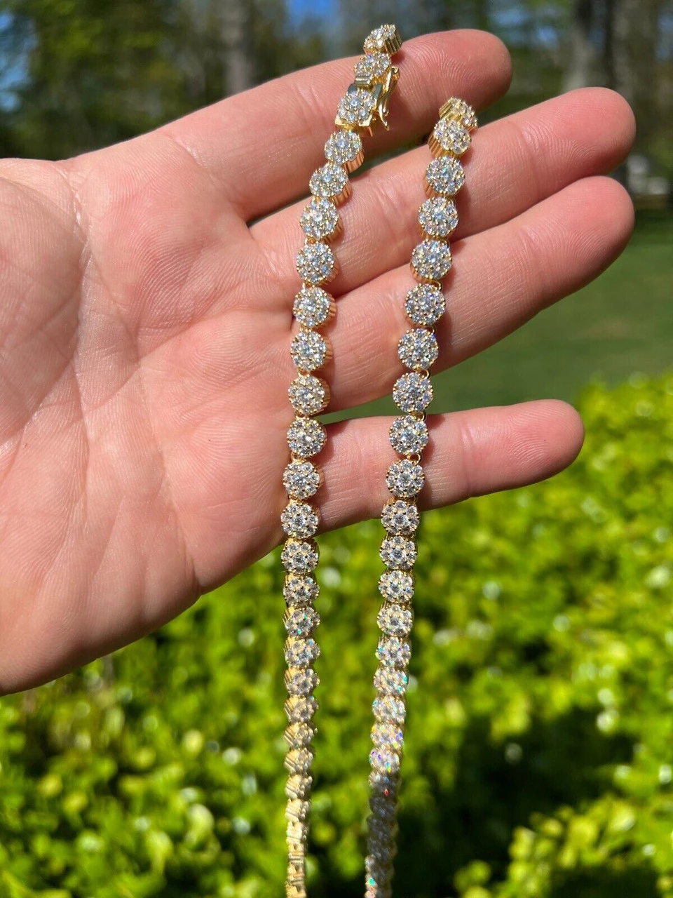 14k Gold Vermeil Silver Real MOISSANITE Hip Hop Cluster Tennis Chain Necklace 11 14k Gold Vermeil Silver Real MOISSANITE Hip Hop Cluster Tennis Chain Necklace - Image 9