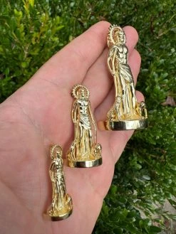 3D Real 14K Gold Vermeil 925 Silver Saint St Lazarus Necklace Pendant San Lazaro -Harlem Bling Shop 3d real 14k gold vermeil 925 silver saint st lazarus necklace pendant san lazaro 49823.1697250905