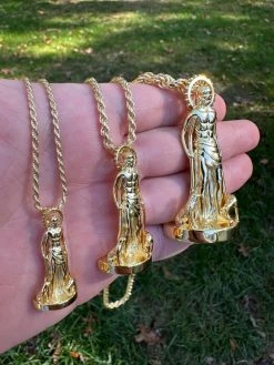 3D Real 14K Gold Vermeil 925 Silver Saint St Lazarus Necklace Pendant San Lazaro -Harlem Bling Shop 3d real 14k gold vermeil 925 silver saint st lazarus necklace pendant san lazaro 52454.1697250880