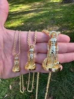 3D Real 14K Gold Vermeil 925 Silver Saint St Lazarus Necklace Pendant San Lazaro -Harlem Bling Shop 3d real 14k gold vermeil 925 silver saint st lazarus necklace pendant san lazaro 61512.1697250886