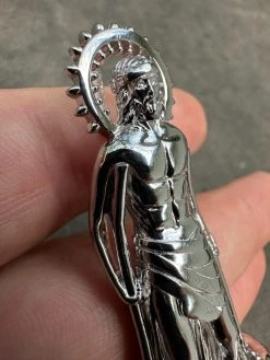 3D Real Solid 925 Silver Saint St Lazarus Necklace Pendant Plain San Lazaro 40 3D Real Solid 925 Silver Saint St Lazarus Necklace Pendant Plain San Lazaro -Harlem Bling Shop 3d real solid 925 silver saint st lazarus necklace pendant plain san lazaro 10063.1697250843