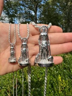 3D Real Solid 925 Silver Saint St Lazarus Necklace Pendant Plain San Lazaro 28 3D Real Solid 925 Silver Saint St Lazarus Necklace Pendant Plain San Lazaro -Harlem Bling Shop 3d real solid 925 silver saint st lazarus necklace pendant plain san lazaro 10230.1697250908