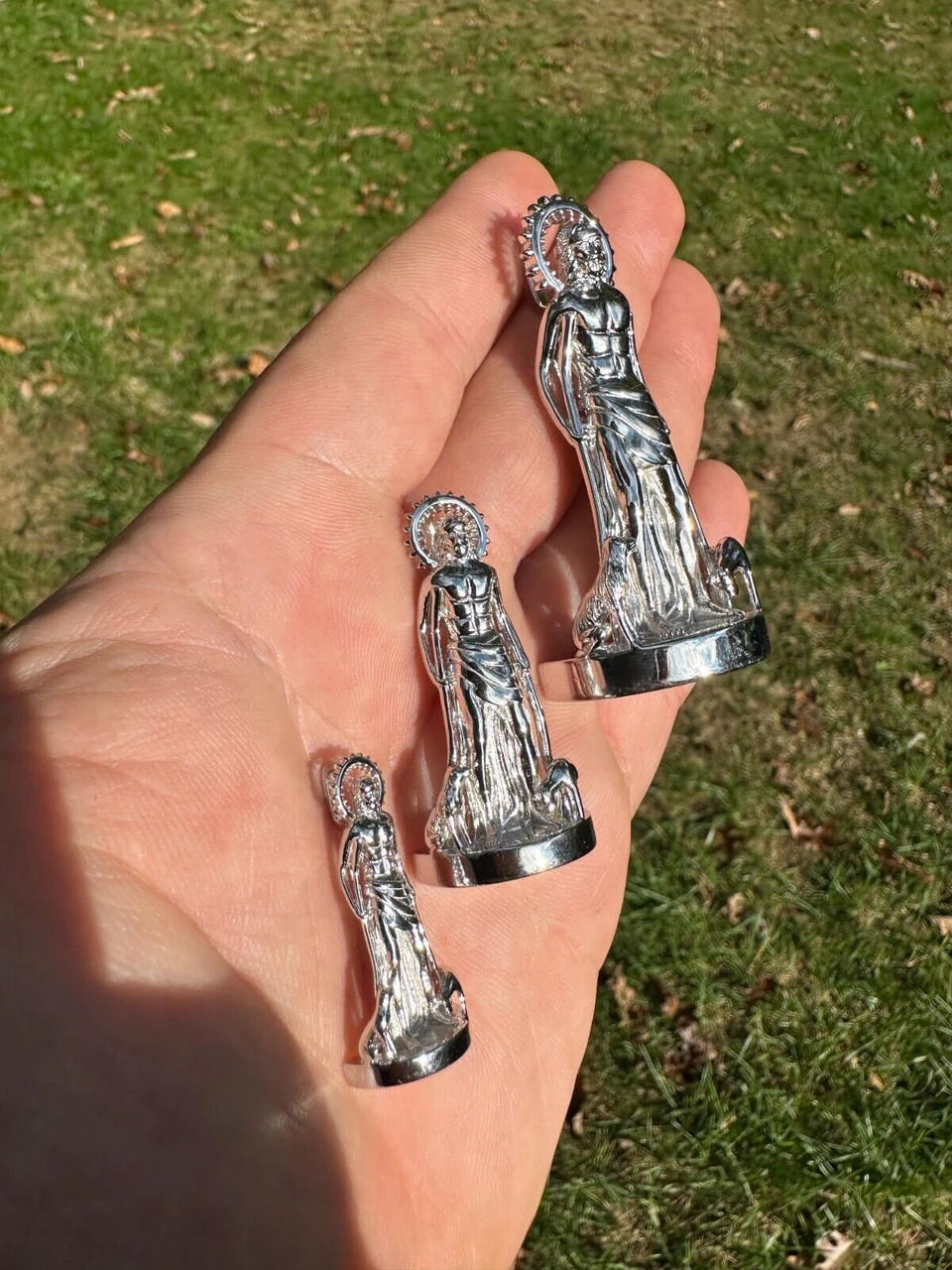 3D Real Solid 925 Silver Saint St Lazarus Necklace Pendant Plain San Lazaro 16 3D Real Solid 925 Silver Saint St Lazarus Necklace Pendant Plain San Lazaro - Image 14