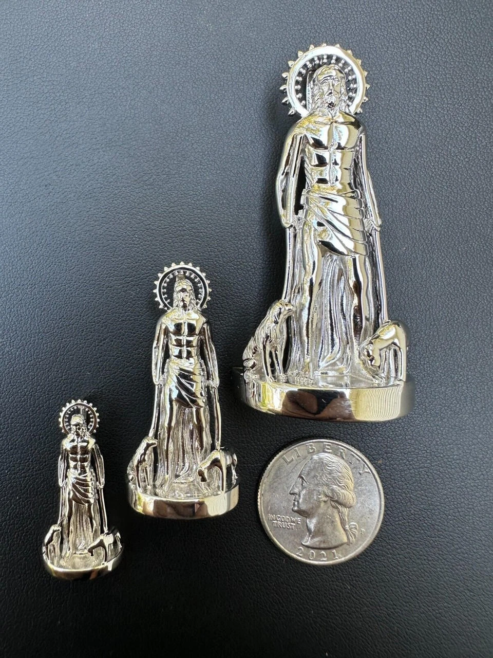 3D Real Solid 925 Silver Saint St Lazarus Necklace Pendant Plain San Lazaro 12 3D Real Solid 925 Silver Saint St Lazarus Necklace Pendant Plain San Lazaro - Image 10