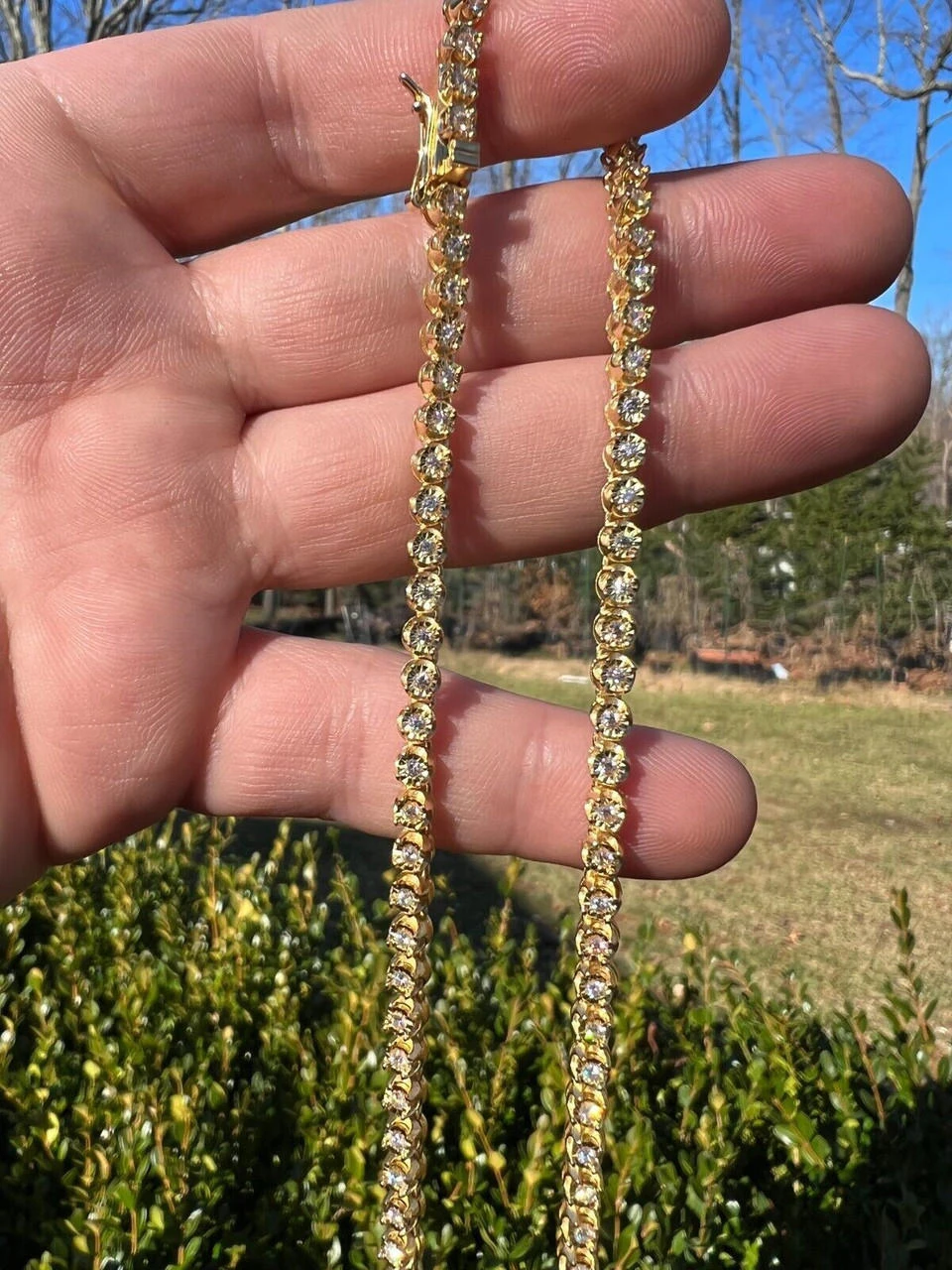 3mm MOISSANITE Illusion Set Tennis Chain Necklace 14k Gold Vermeil 925 Silver 14 3mm MOISSANITE Illusion Set Tennis Chain Necklace 14k Gold Vermeil 925 Silver - Image 12