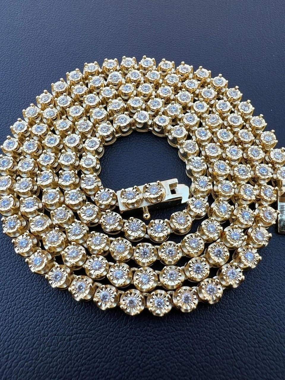 3mm MOISSANITE Illusion Set Tennis Chain Necklace 14k Gold Vermeil 925 Silver 4 3mm MOISSANITE Illusion Set Tennis Chain Necklace 14k Gold Vermeil 925 Silver - Image 2