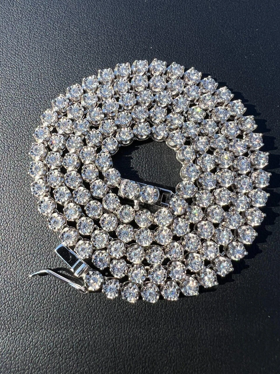 3mm MOISSANITE Illusion Set Tennis Chain Necklace 925 Silver Pass Diamond Tester 18 3mm MOISSANITE Illusion Set Tennis Chain Necklace 925 Silver Pass Diamond Tester - Image 16