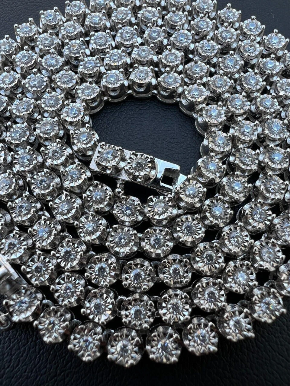 3mm MOISSANITE Illusion Set Tennis Chain Necklace 925 Silver Pass Diamond Tester 4 3mm MOISSANITE Illusion Set Tennis Chain Necklace 925 Silver Pass Diamond Tester - Image 2