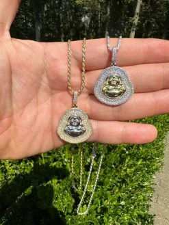 Buddha Pendant Real Moissanite Solid 925 Silver / 14k Gold Plated Iced Necklace 25 Buddha Pendant Real Moissanite Solid 925 Silver / 14k Gold Plated Iced Necklace -Harlem Bling Shop buddha pendant real moissanite solid 925 silver 14k gold plated iced necklace 19162.1694222369