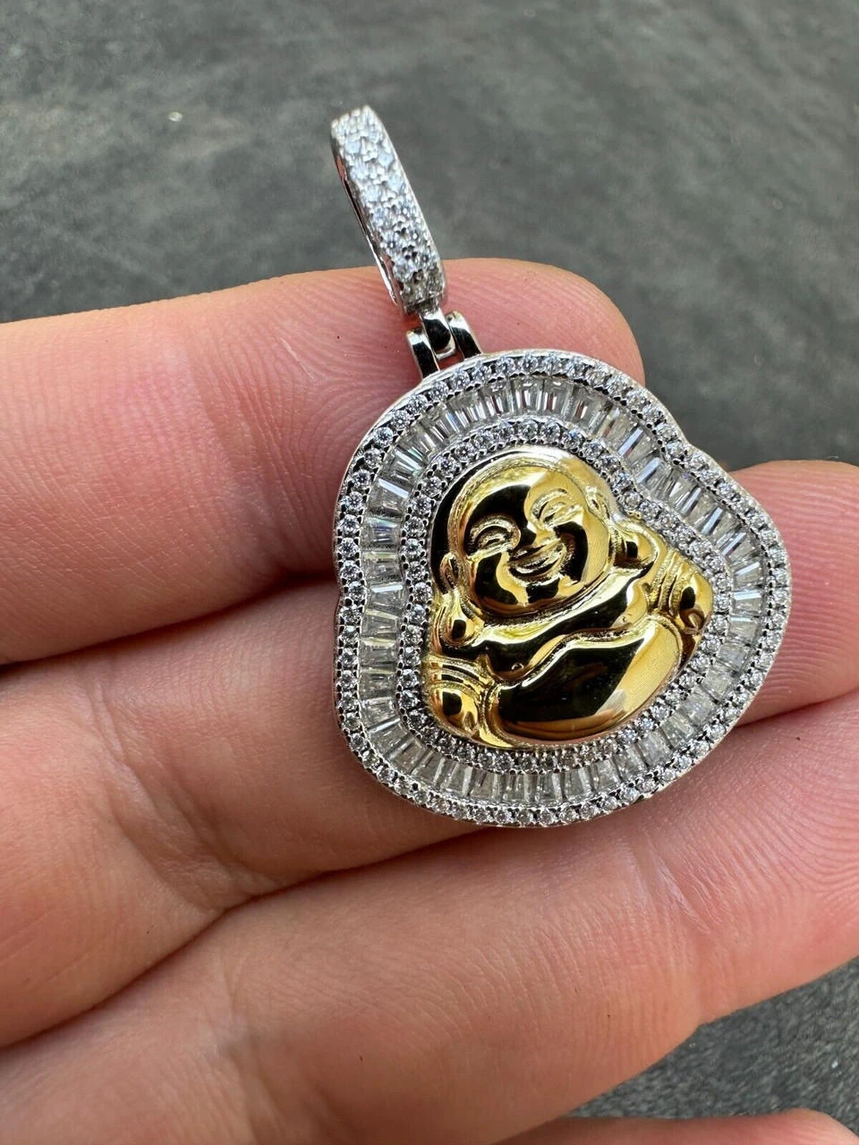 Buddha Pendant Real Moissanite Solid 925 Silver / 14k Gold Plated Iced Necklace 13 Buddha Pendant Real Moissanite Solid 925 Silver / 14k Gold Plated Iced Necklace - Image 11
