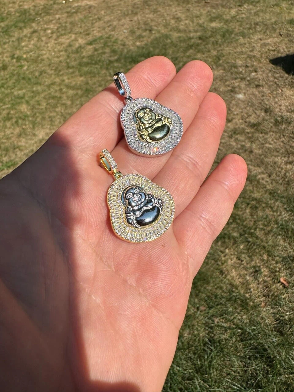 Buddha Pendant Real Moissanite Solid 925 Silver / 14k Gold Plated Iced Necklace 11 Buddha Pendant Real Moissanite Solid 925 Silver / 14k Gold Plated Iced Necklace - Image 9