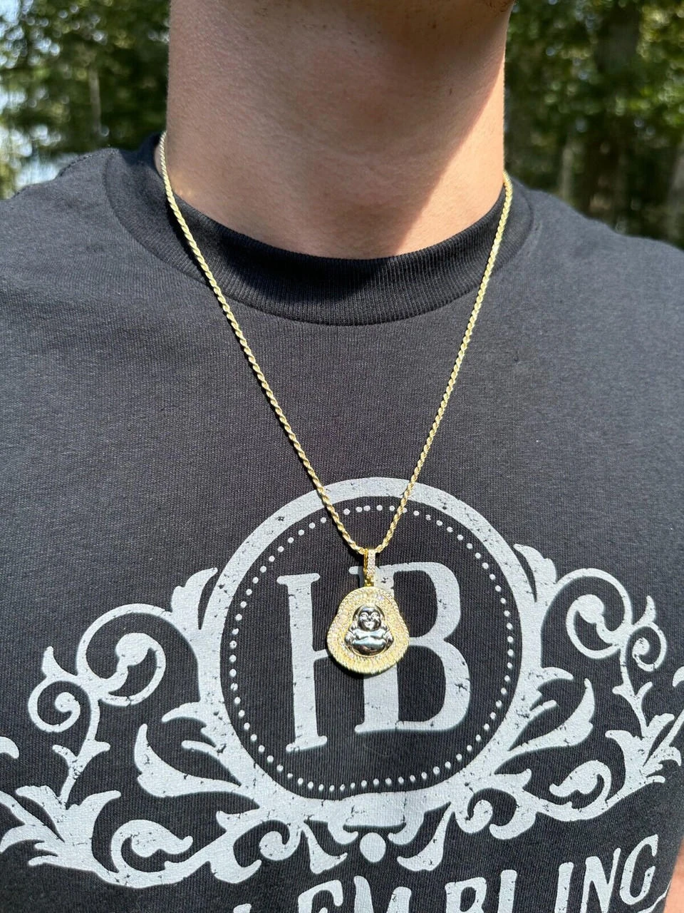 Buddha Pendant Real Moissanite Solid 925 Silver / 14k Gold Plated Iced Necklace 7 Buddha Pendant Real Moissanite Solid 925 Silver / 14k Gold Plated Iced Necklace - Image 5