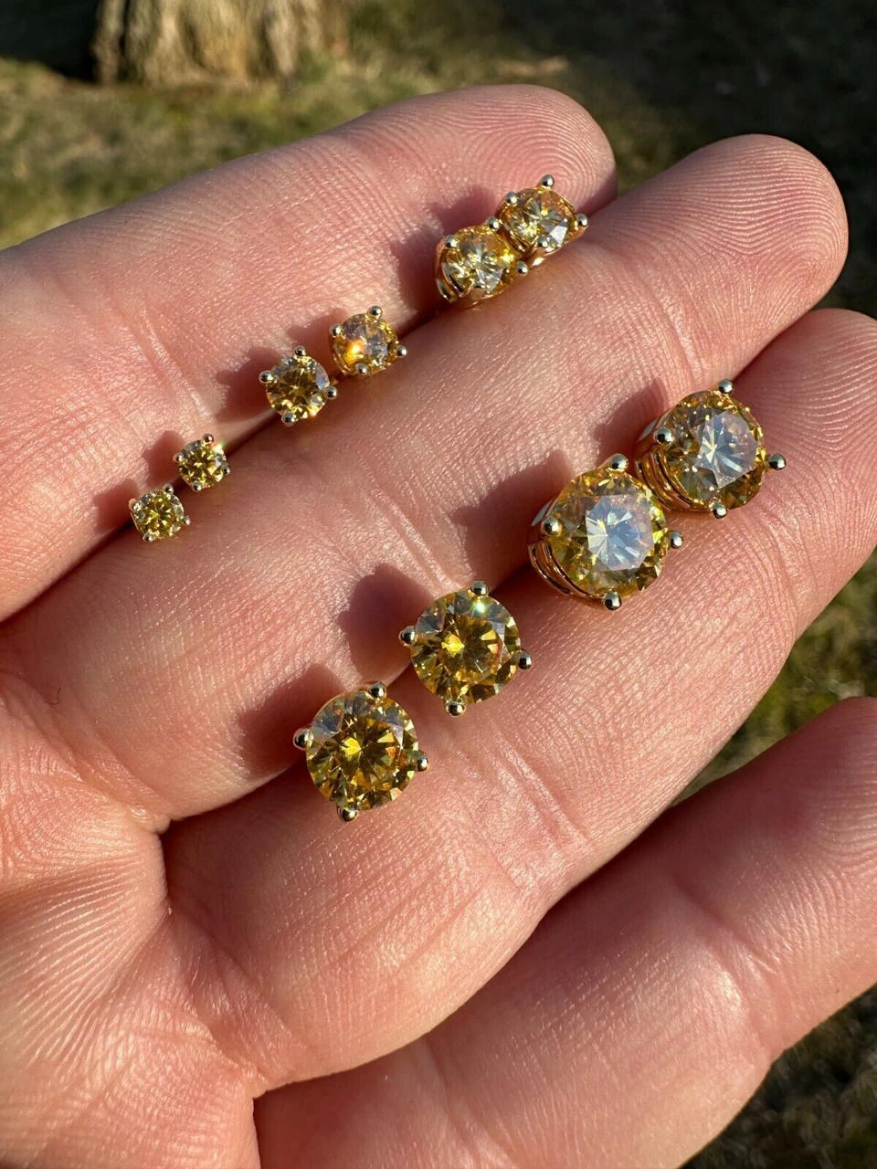 Canary Yellow Moissanite Screwback Stud Earrings 14k Gold Vermeil 925 Silver 3-8mm Diamond Tester 4 Canary Yellow Moissanite Screwback Stud Earrings 14k Gold Vermeil 925 Silver 3-8mm Diamond Tester - Image 2