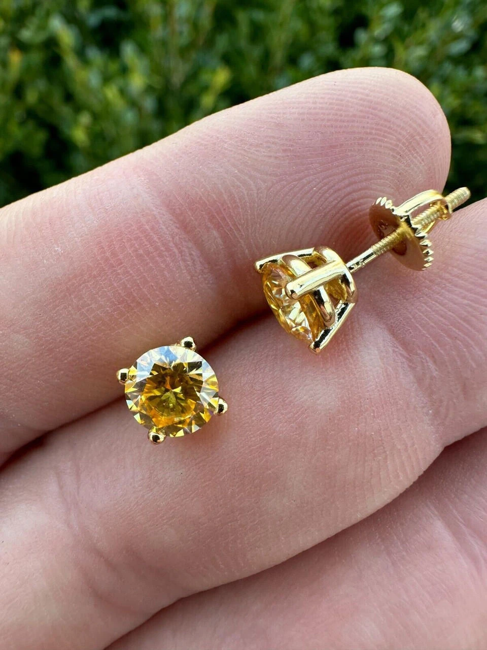 Canary Yellow Moissanite Screwback Stud Earrings 14k Gold Vermeil 925 Silver 3-8mm Diamond Tester 19 Canary Yellow Moissanite Screwback Stud Earrings 14k Gold Vermeil 925 Silver 3-8mm Diamond Tester - Image 17