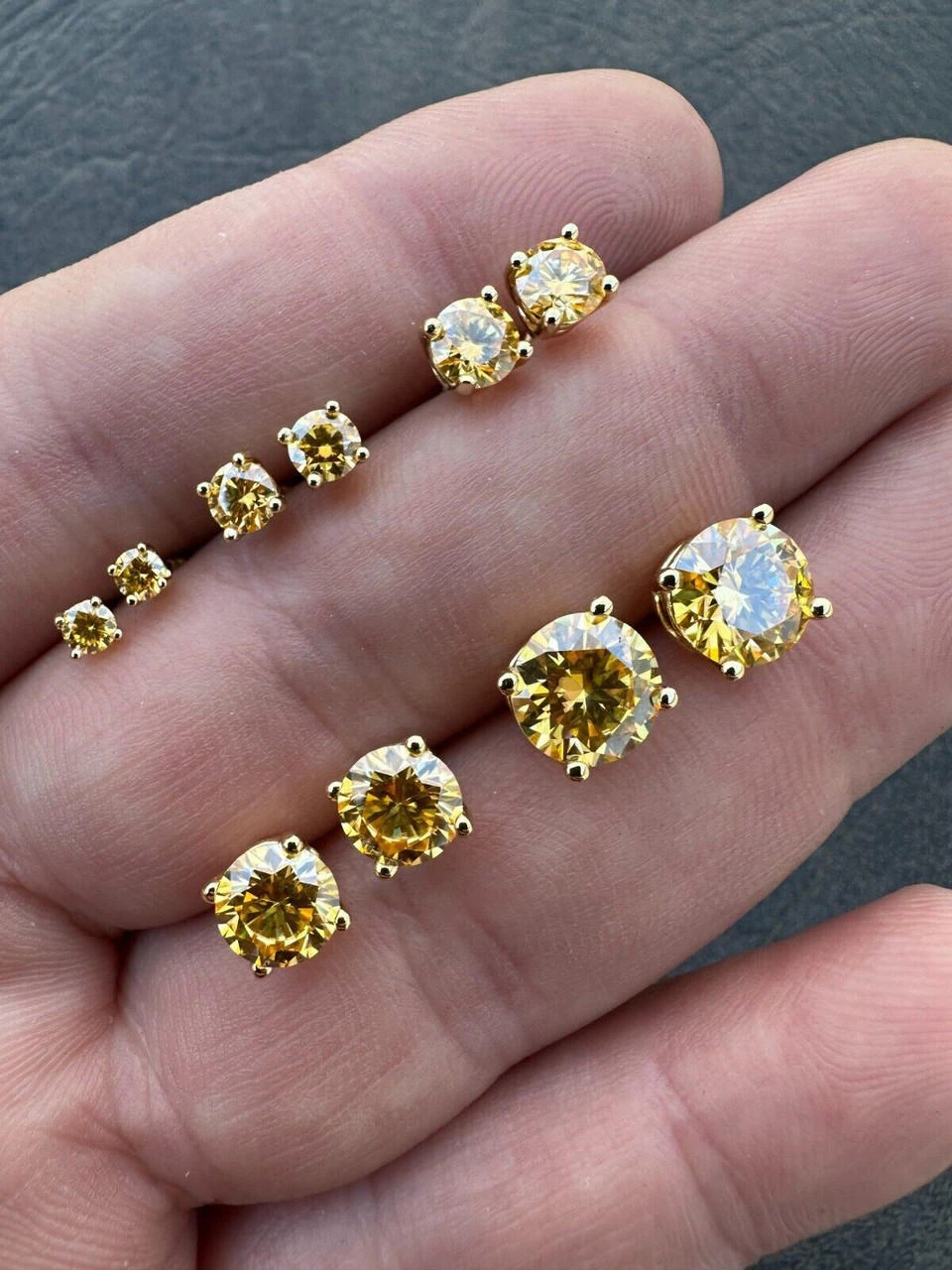 Canary Yellow Moissanite Screwback Stud Earrings 14k Gold Vermeil 925 Silver 3-8mm Diamond Tester 11 Canary Yellow Moissanite Screwback Stud Earrings 14k Gold Vermeil 925 Silver 3-8mm Diamond Tester - Image 9