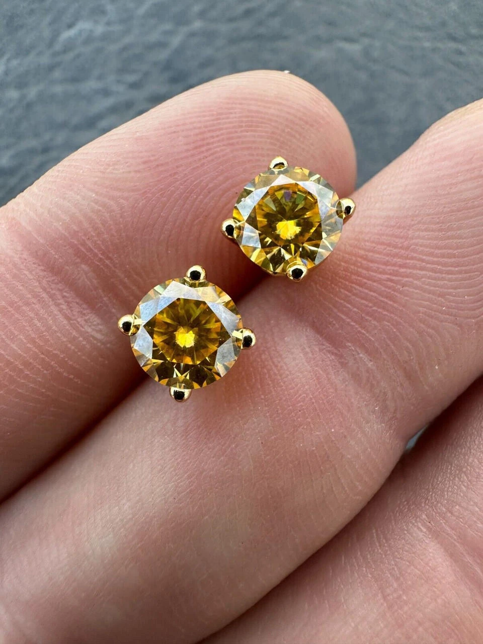 Canary Yellow Moissanite Screwback Stud Earrings 14k Gold Vermeil 925 Silver 3-8mm Diamond Tester 22 Canary Yellow Moissanite Screwback Stud Earrings 14k Gold Vermeil 925 Silver 3-8mm Diamond Tester - Image 20