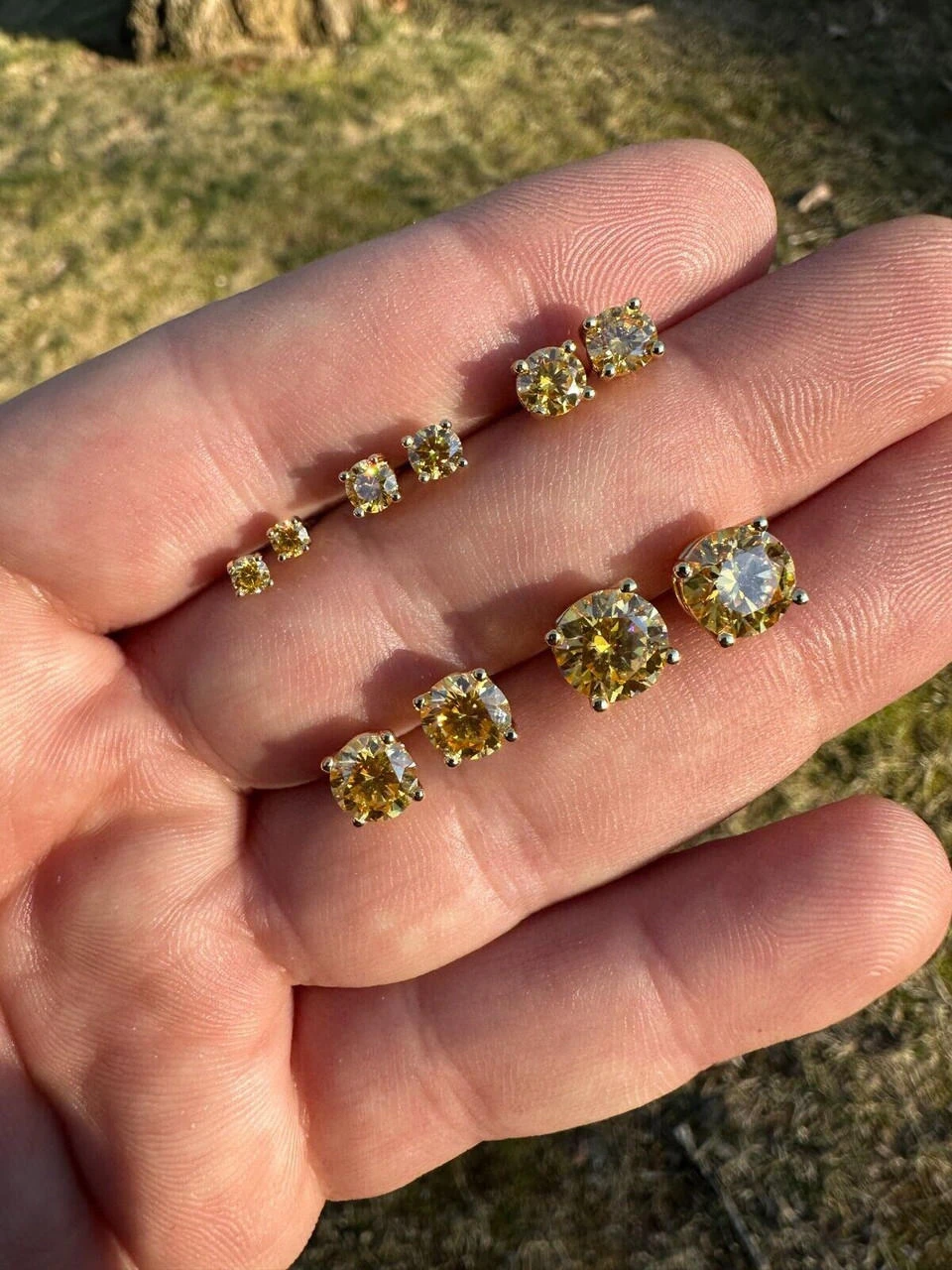 Canary Yellow Moissanite Screwback Stud Earrings 14k Gold Vermeil 925 Silver 3-8mm Diamond Tester 14 Canary Yellow Moissanite Screwback Stud Earrings 14k Gold Vermeil 925 Silver 3-8mm Diamond Tester - Image 12