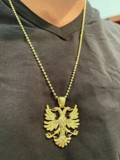 Gold Over Solid 925 Silver Double Headed Eagle Pendant Necklace Albania Kosova 17 Gold Over Solid 925 Silver Double Headed Eagle Pendant Necklace Albania Kosova -Harlem Bling Shop gold over solid 925 silver double headed eagle pendant necklace albania kosova 18713.1664383059