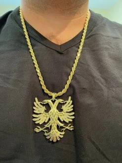 Gold Over Solid 925 Silver Double Headed Eagle Pendant Necklace Albania Kosova 18 Gold Over Solid 925 Silver Double Headed Eagle Pendant Necklace Albania Kosova -Harlem Bling Shop gold over solid 925 silver double headed eagle pendant necklace albania kosova 51413.1664372146