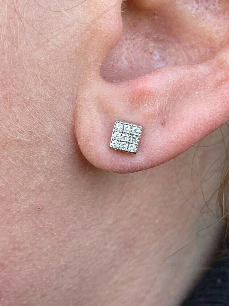 0.2ct REAL Natural VS G Diamond Mens Ladies Earrings Iced Small 5mm Square Studs 4 0.2ct REAL Natural VS G Diamond Mens Ladies Earrings Iced Small 5mm Square Studs - Image 2