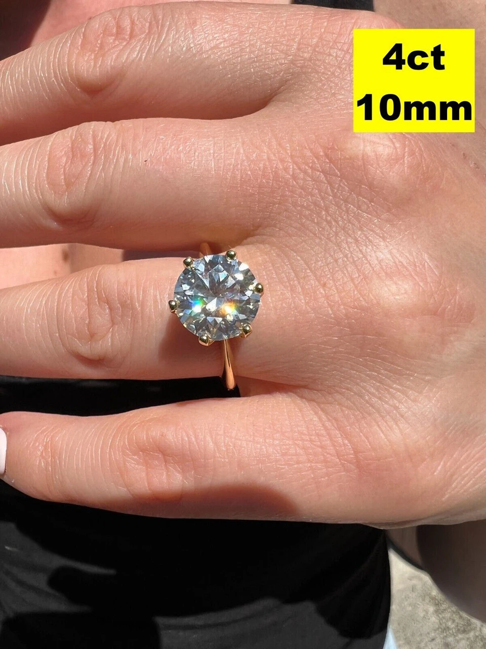 0.5-4ct VVS D Real Moissanite Engagement Promise Ring 14k Gold Plated 925 Silver 4 0.5-4ct VVS D Real Moissanite Engagement Promise Ring 14k Gold Plated 925 Silver - Image 2