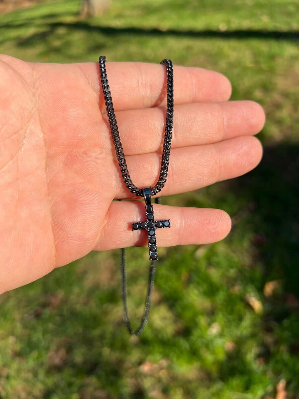 1" Black MOISSANITE Real 925 Silver Iced Cross Pendant Passes Diamond Tester 8 1" Black MOISSANITE Real 925 Silver Iced Cross Pendant Passes Diamond Tester - Image 6