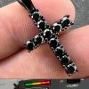 1" Black MOISSANITE Real 925 Silver Iced Cross Pendant Passes Diamond Tester 1 1" Black MOISSANITE Real 925 Silver Iced Cross Pendant Passes Diamond Tester -Harlem Bling Shop harlembling 1 black moissanite real 925 silver iced cross pendant passes diamond tester 80244.1670514674