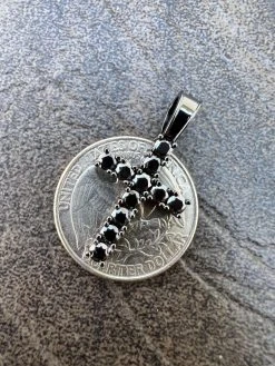 1" Black MOISSANITE Real 925 Silver Iced Cross Pendant Passes Diamond Tester 18 1" Black MOISSANITE Real 925 Silver Iced Cross Pendant Passes Diamond Tester -Harlem Bling Shop harlembling 1 black moissanite real 925 silver iced cross pendant passes diamond tester 88373.1670514659