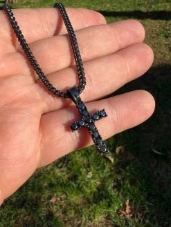 1" Black MOISSANITE Real 925 Silver Iced Cross Pendant Passes Diamond Tester 14 1" Black MOISSANITE Real 925 Silver Iced Cross Pendant Passes Diamond Tester -Harlem Bling Shop harlembling 1 black moissanite real 925 silver iced cross pendant passes diamond tester 95086.1670514776