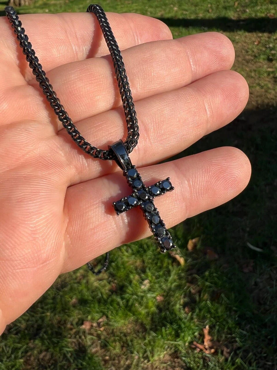 1" Black MOISSANITE Real 925 Silver Iced Cross Pendant Passes Diamond Tester 6 1" Black MOISSANITE Real 925 Silver Iced Cross Pendant Passes Diamond Tester - Image 4