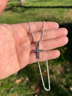 1" Blue Green MOISSANITE Real 925 Silver Iced Cross Pendant Diamond Tester ✅ 25 1" Blue Green MOISSANITE Real 925 Silver Iced Cross Pendant Diamond Tester ✅ -Harlem Bling Shop harlembling 1 blue green moissanite real 925 silver iced cross pendant diamond tester 52644.1670514680