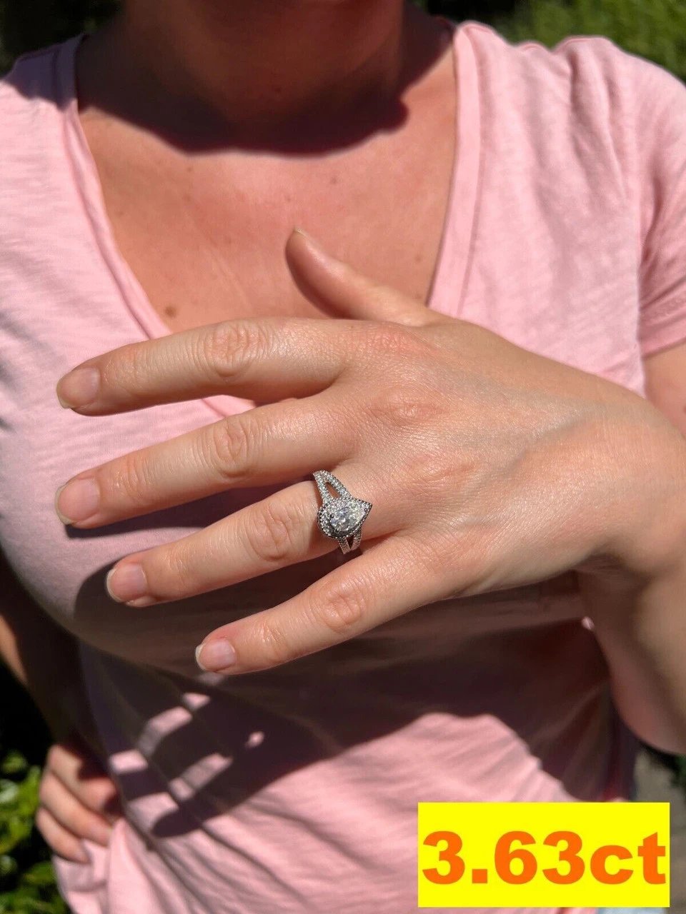 1.6-3ct Real Moissanite Halo Pear Tear Drop Engagement Promise Ring 925 Silver 12 1.6-3ct Real Moissanite Halo Pear Tear Drop Engagement Promise Ring 925 Silver - Image 10