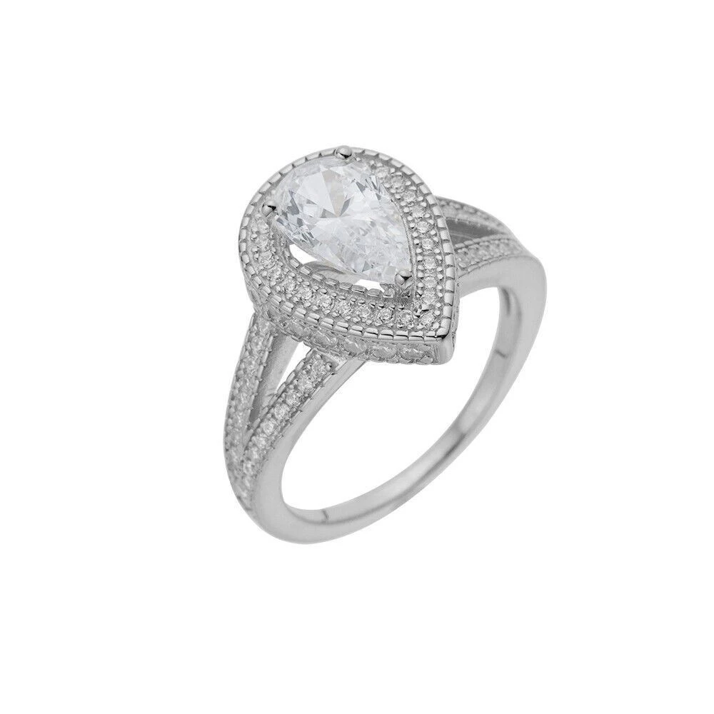 1.6-3ct Real Moissanite Halo Pear Tear Drop Engagement Promise Ring 925 Silver 6 1.6-3ct Real Moissanite Halo Pear Tear Drop Engagement Promise Ring 925 Silver - Image 4